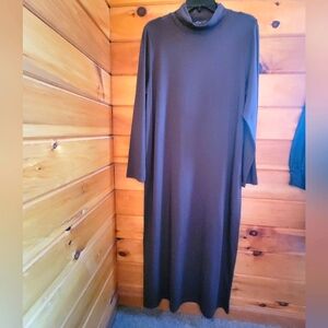 Eileen Fisher long turtle neck expresso dress sz LG excellent preloved condition